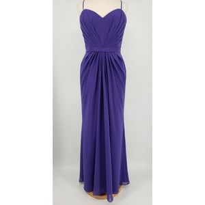 Sorella Vita Bridesmaid Dress 14 Strapless Sweetheart Pleated Long Maxi Purple